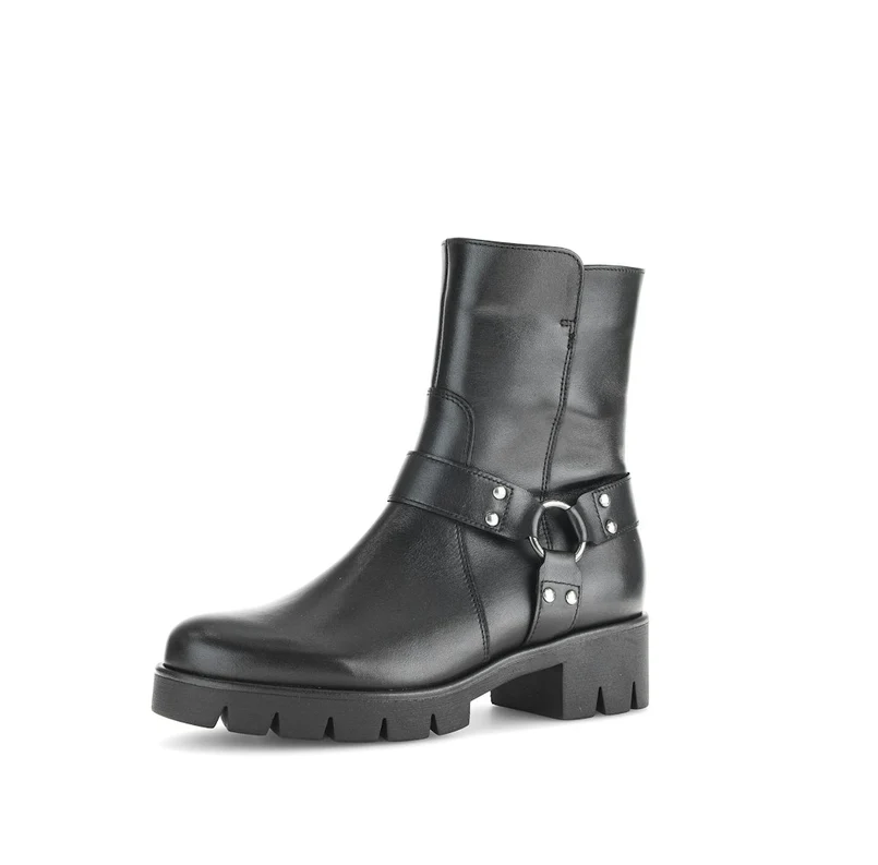 Biker Boots Glattleder schwarz