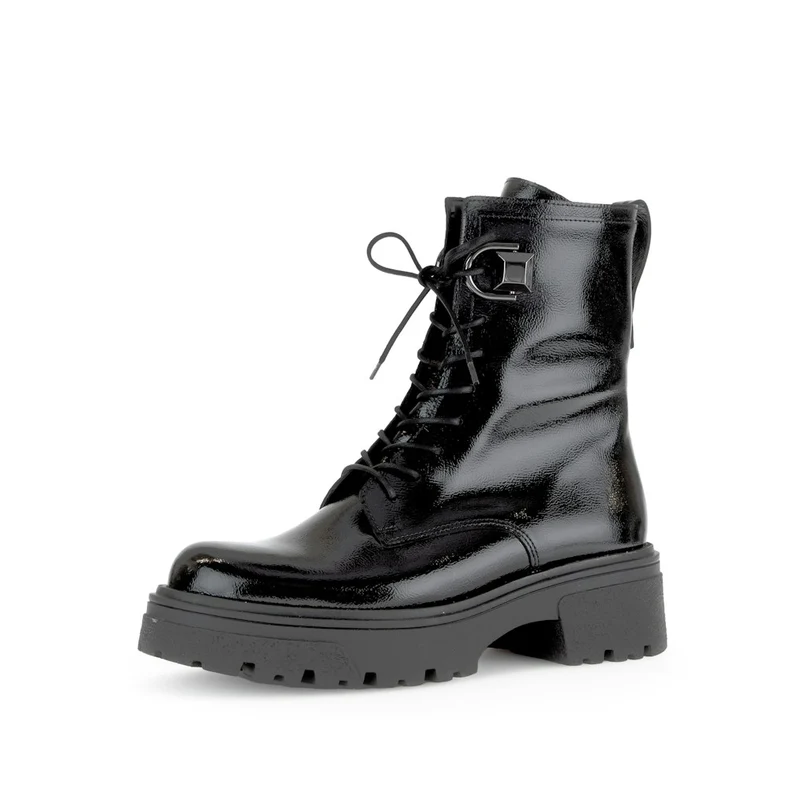 Biker Boots Lackleder schwarz