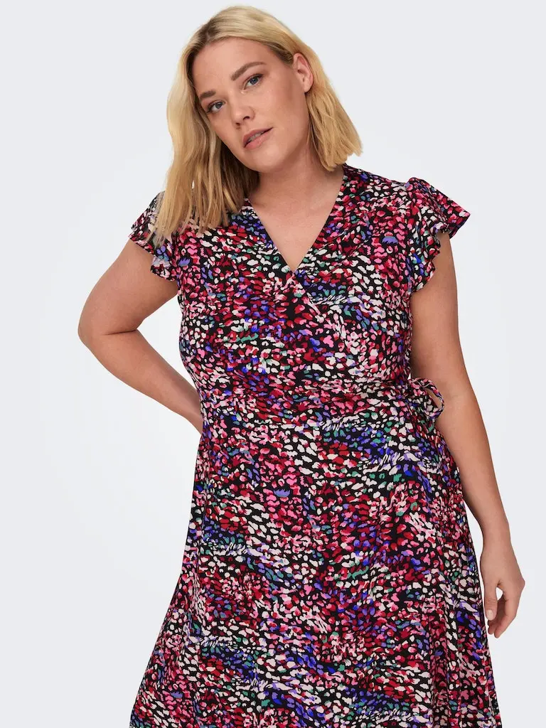 CARDEFINA LIFE SS WRAP CALF DRESS AOP