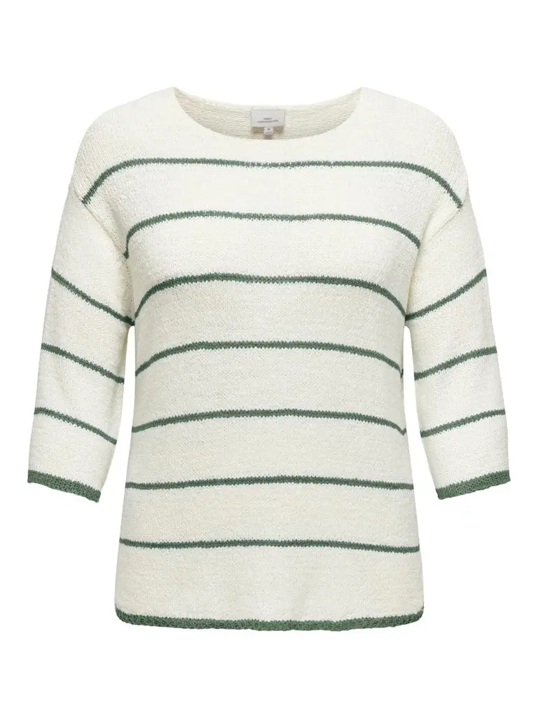 CARGEENA 3/4 STRIPE V-NECK KNT