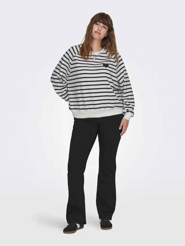 CARJUDY L/S STRIPE HEART O-NECK SWT JRS