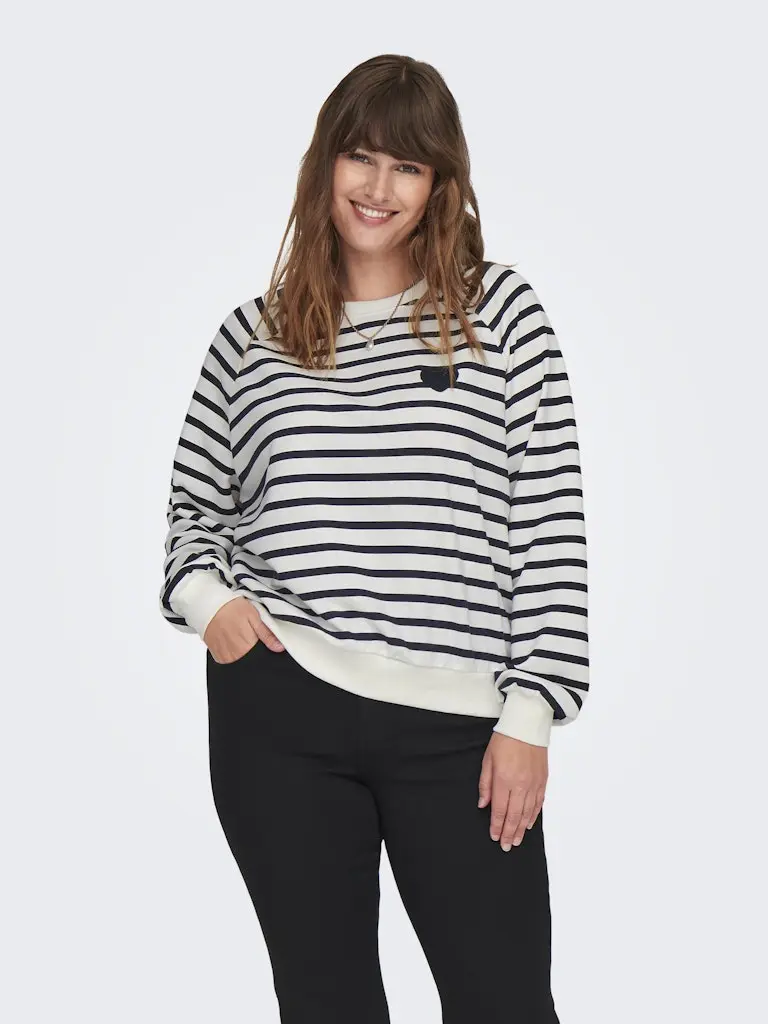 CARJUDY L/S STRIPE HEART O-NECK SWT JRS