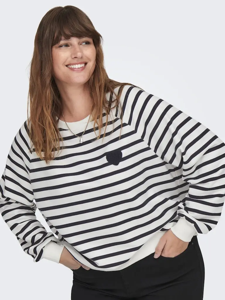 CARJUDY L/S STRIPE HEART O-NECK SWT JRS