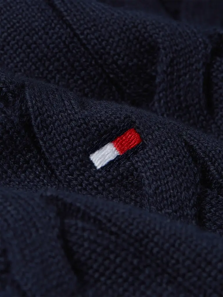 CLASSIC COTTON CABLE ZIP MOCK