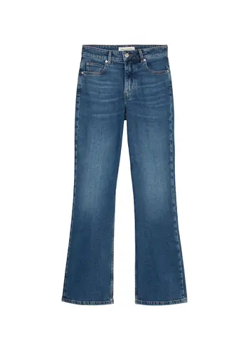 Denim trousers, high waist, flared fit, regular length