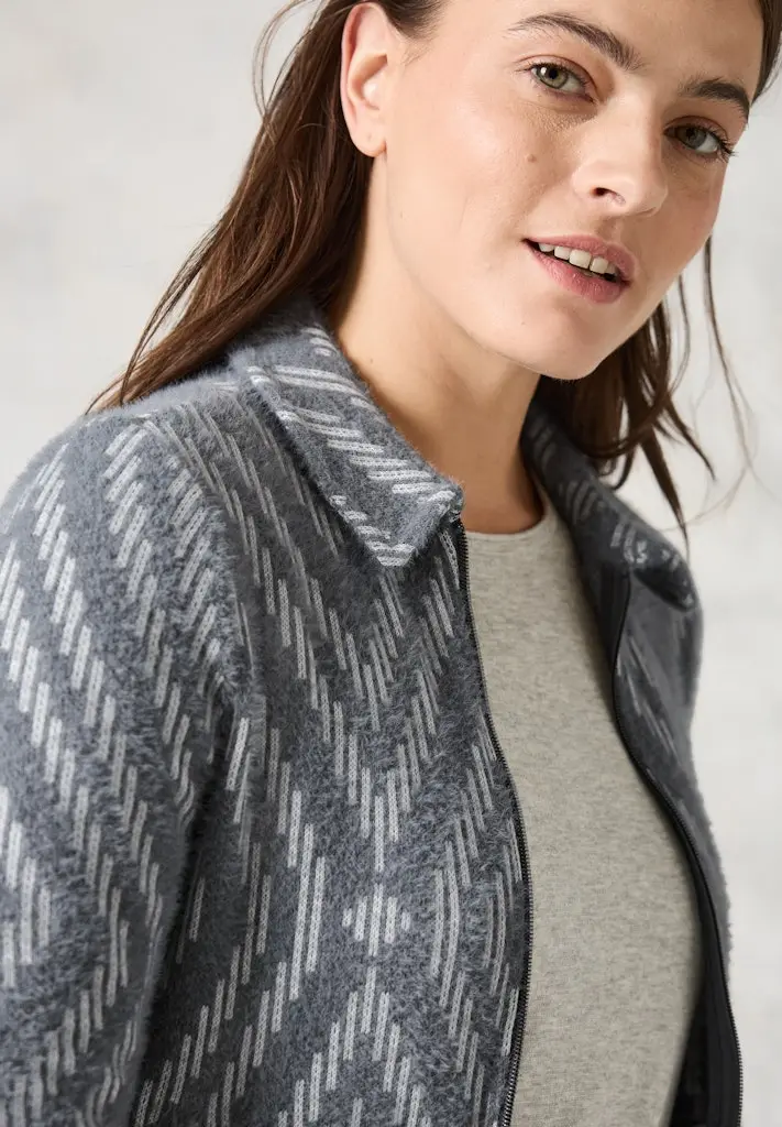 Federgarn-Cardigan mit Print