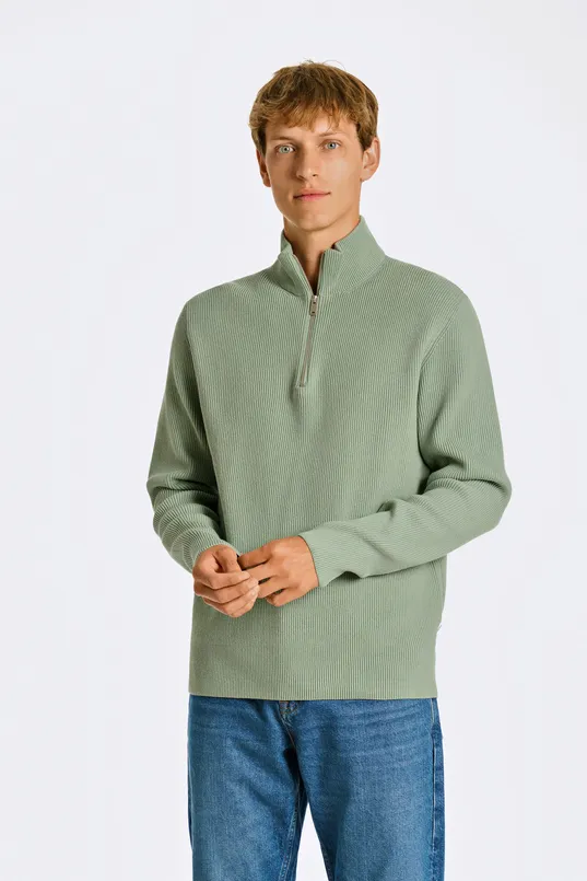 Half zip rib knit