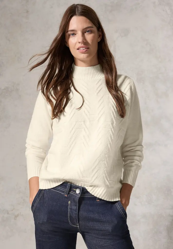 Jaquard Pullover in Unifarbe