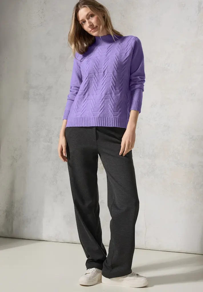 Jaquard Pullover in Unifarbe