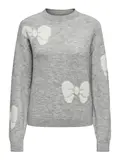 JDYFLORIS L/S O-NECK JACQ BOW PULL KNT