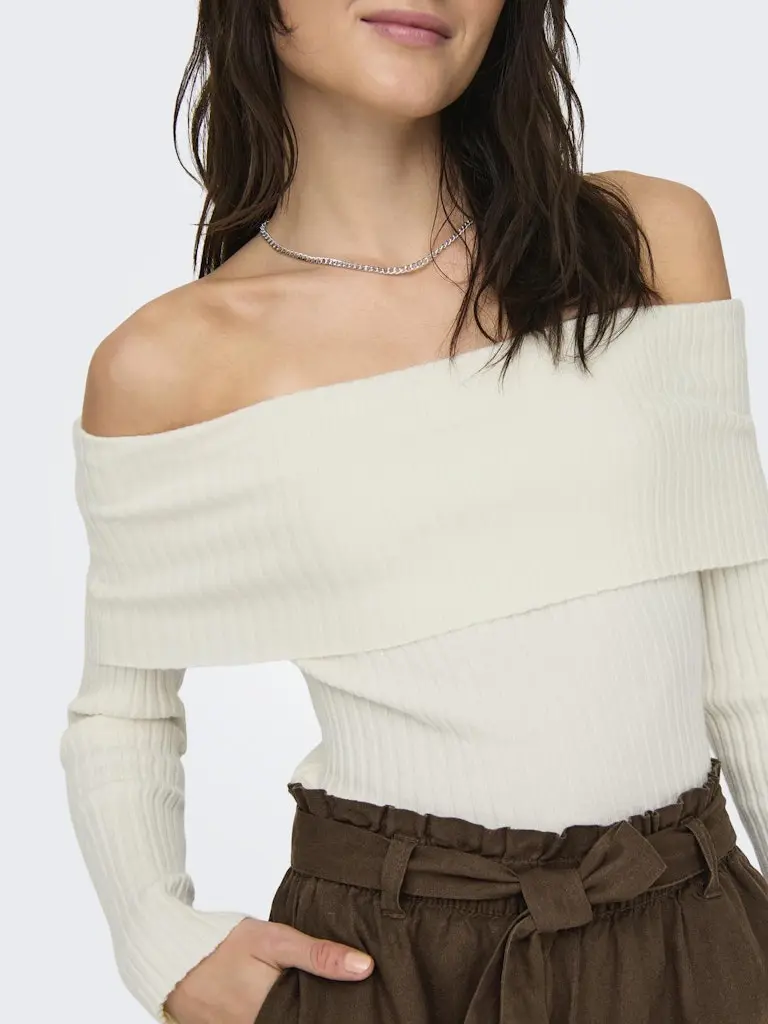 JDYLIVA LIFE L/S OFF SHOULDER PULL KNT