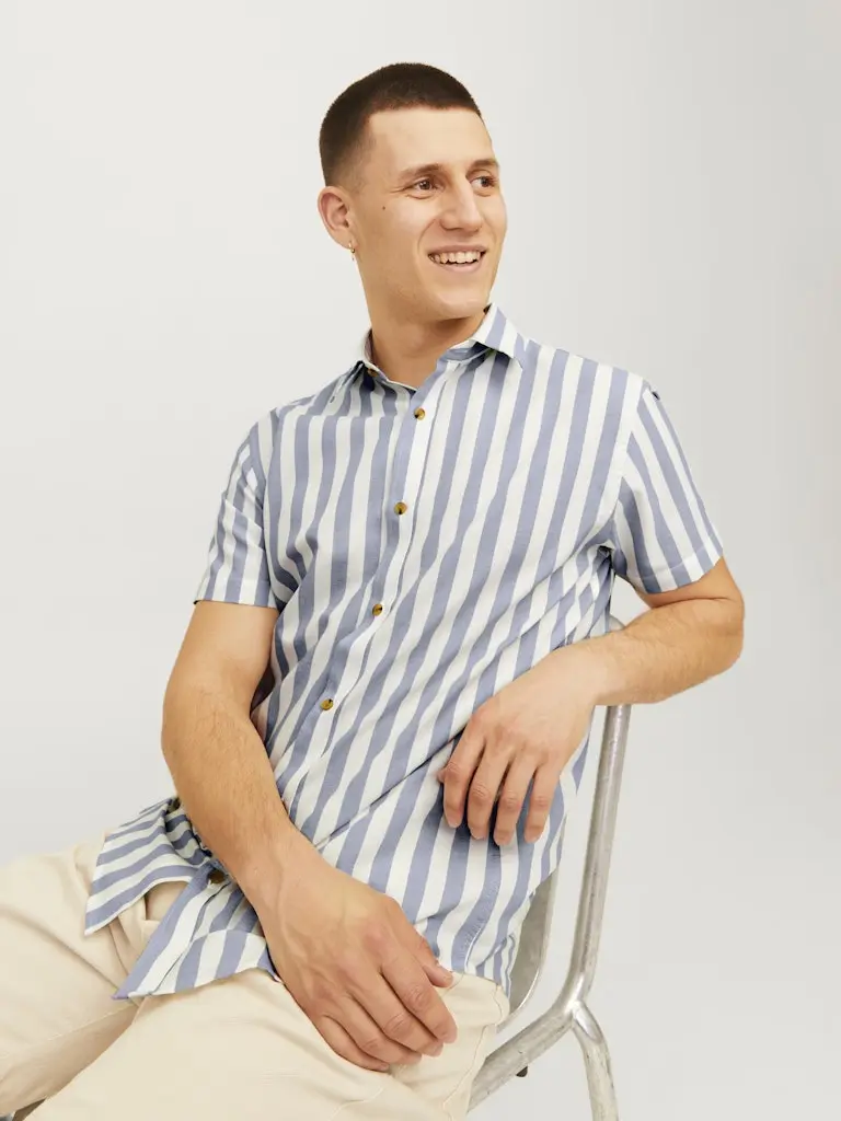 JJJOSHUA OXFORD STRIPE SHIRT SS