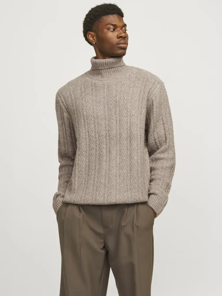 JPRBLATRENT KNIT CABLE ROLL NECK BF LN