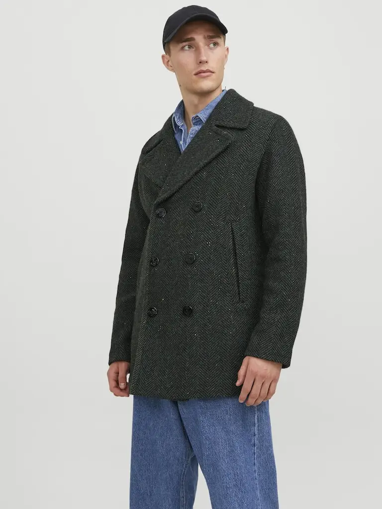 JPRBLUKANE HERRINGBONE WOOL PEACOAT