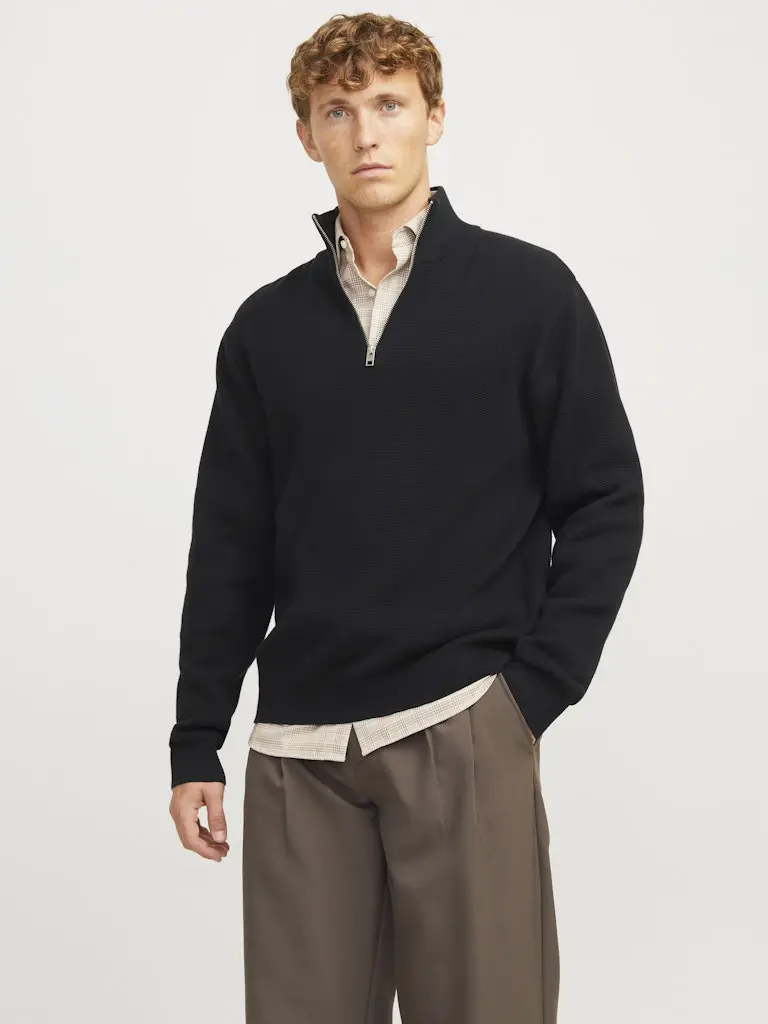 JPRCCMILANO STITCH KNIT HALF ZIP SN