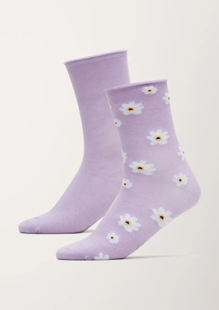 Junior silky touch flower Ankle Socks 2p