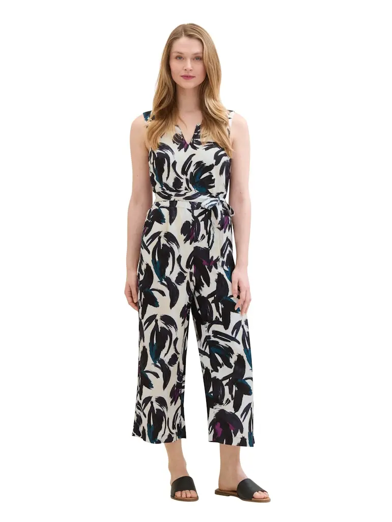 Leinen Overall mit Print