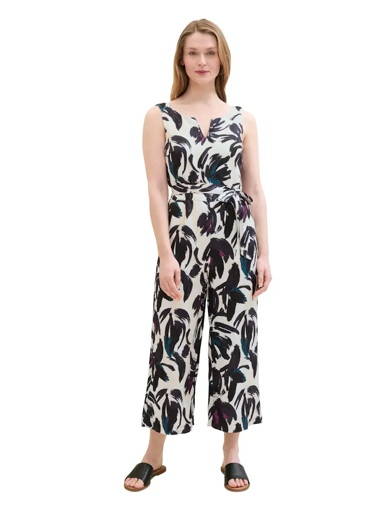 Leinen Overall mit Print