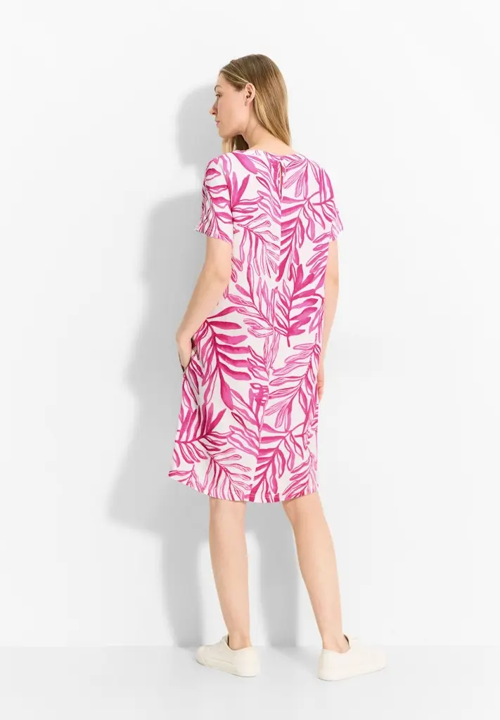 Leinenmix Print Kleid