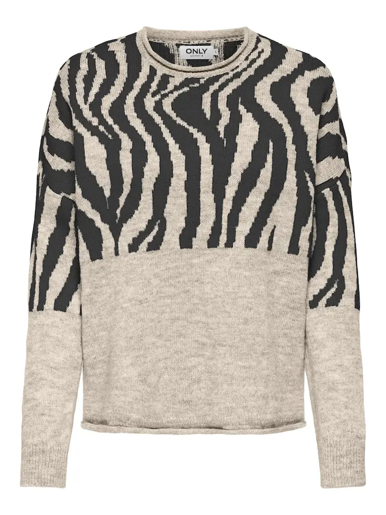 ONLJADE ZEBRA LS O-NECK CC KNT