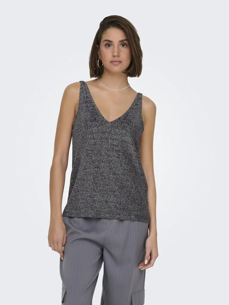 ONLQUEEN S/L V-NECK GLITTER TOP JRS