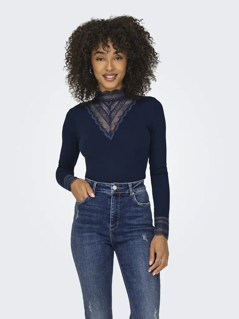 ONLTILDE L/S HIGH NECK LACE TOP JRS NOOS