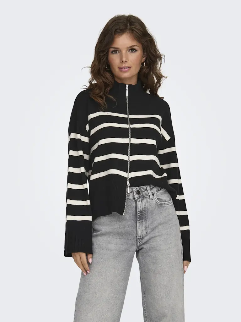 ONLVALLEY LS HIGHNECK ZIP CARDIGAN KNT