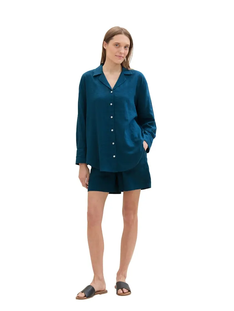 Oversized Bluse mit Leinen