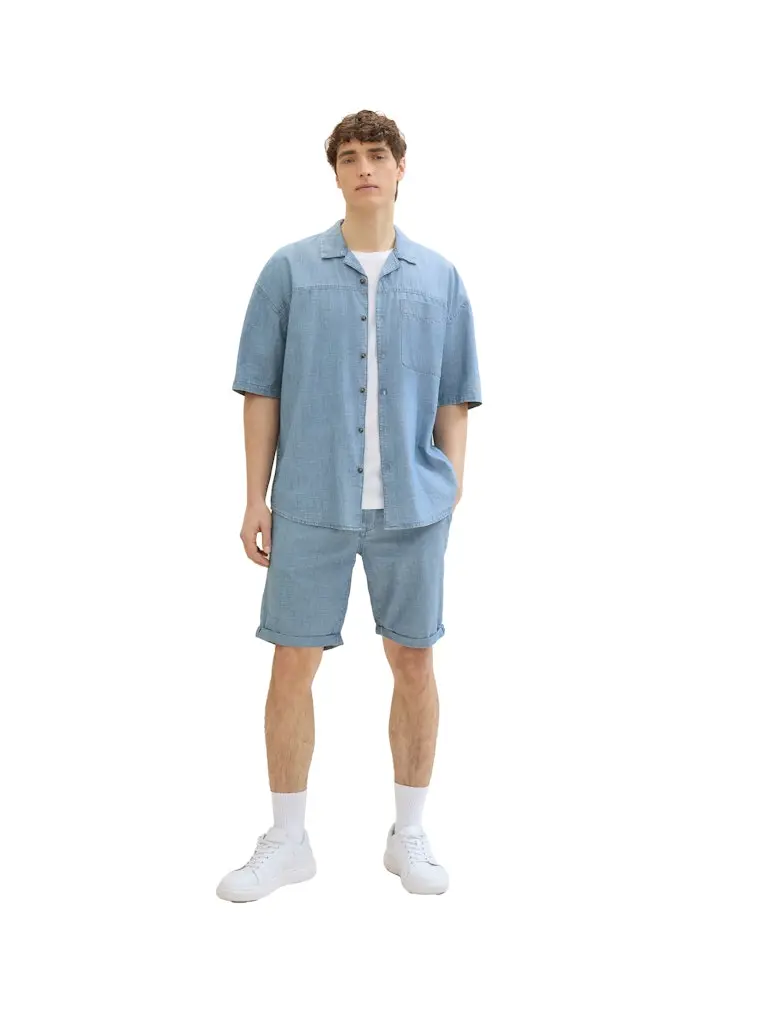 Oversized Chambray Kurzarmhemd