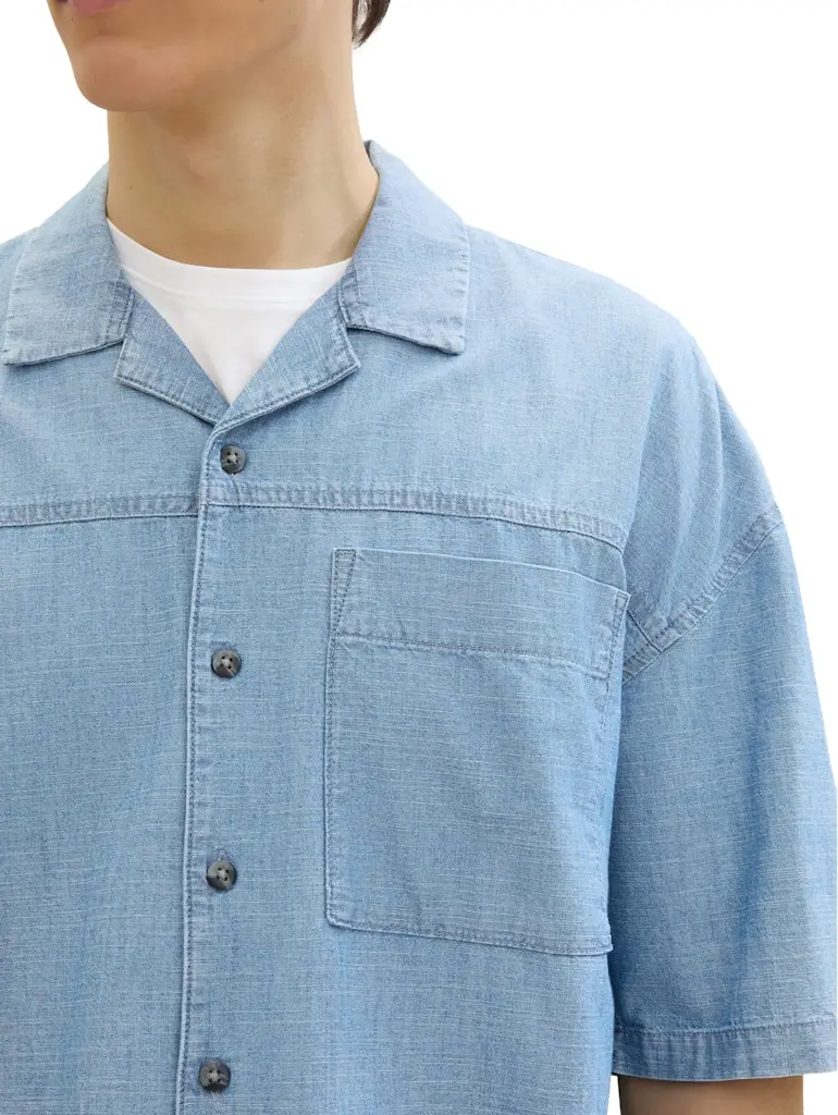 Oversized Chambray Kurzarmhemd