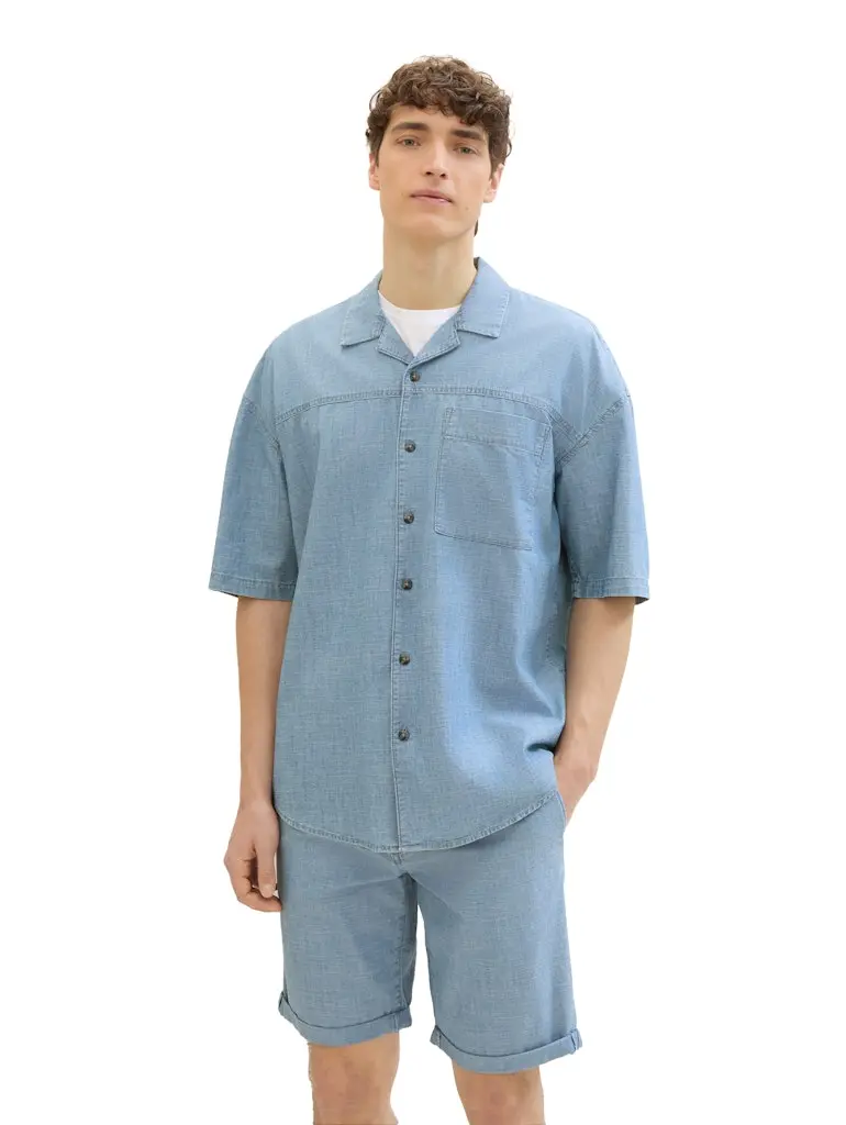 Oversized Chambray Kurzarmhemd