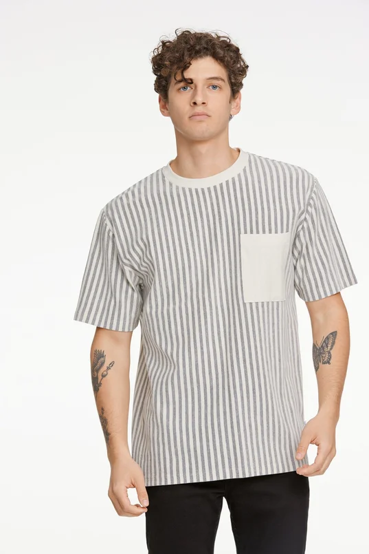 Oversized striped rough pique