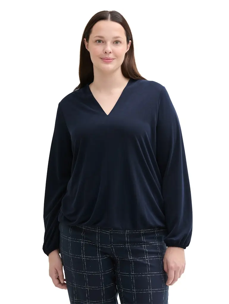 Plus - Langarmshirt mit V-Ausschnitt