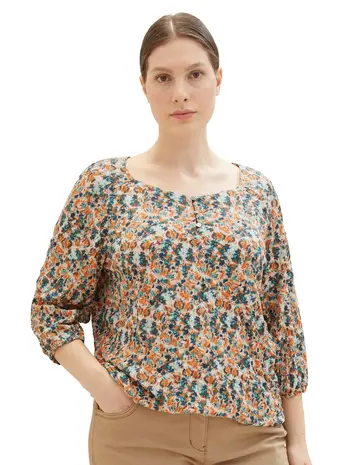 Plus Size - Gemustertes Shirt mit Knöpfen