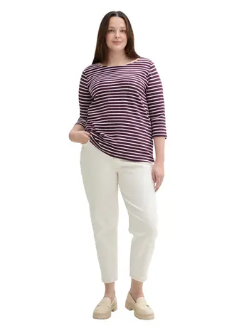 Plus Size - Gestreiftes 3/4 Arm Shirt