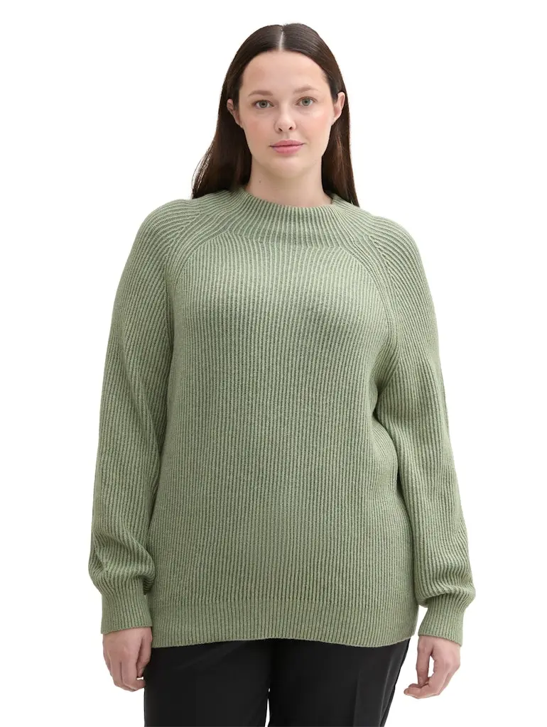 Plus - Strickpullover mit Stehkragen