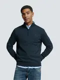 Pullover Half Zip 2 Coloured Melange