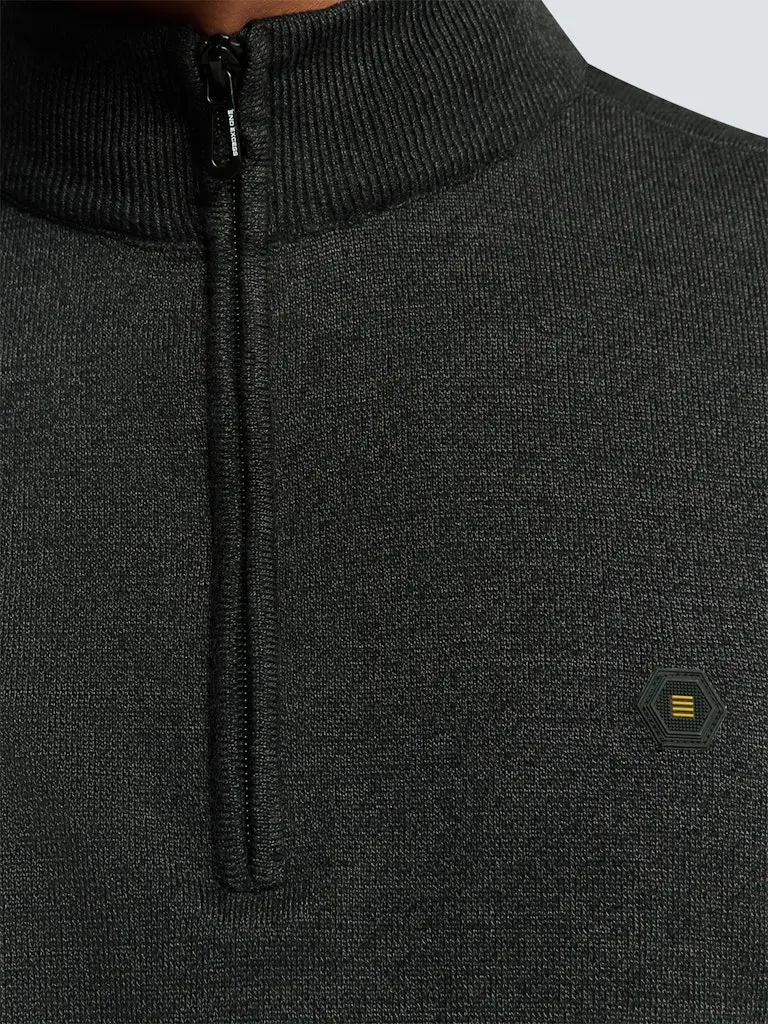 Pullover Half Zip 2 Coloured Melange