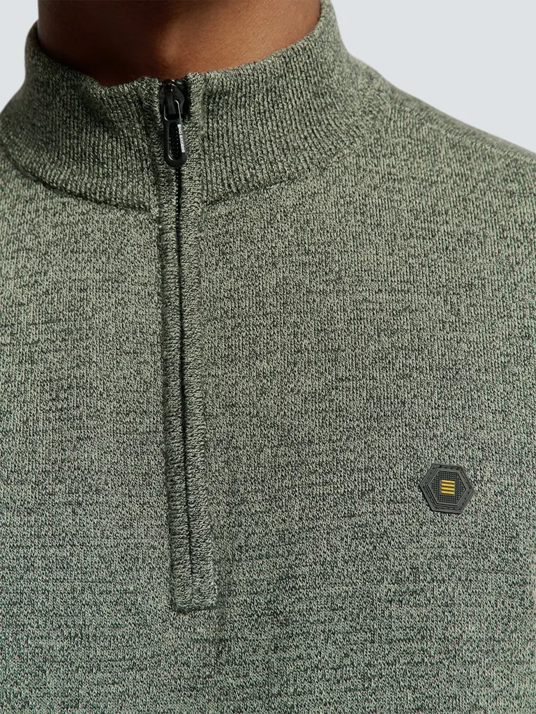 Pullover Half Zip 2 Coloured Melange