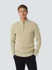 Pullover Half Zipper Solid Jacquard