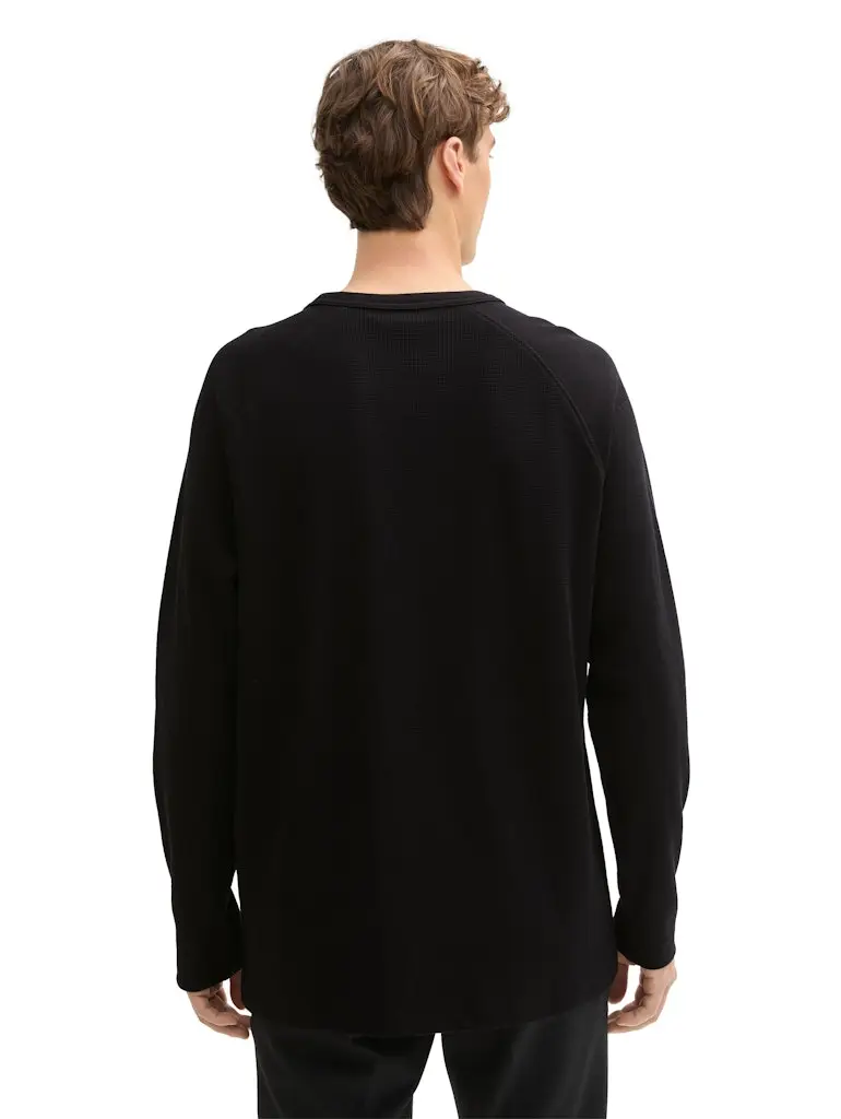 Relaxed Langarmshirt mit Waffelstruktur