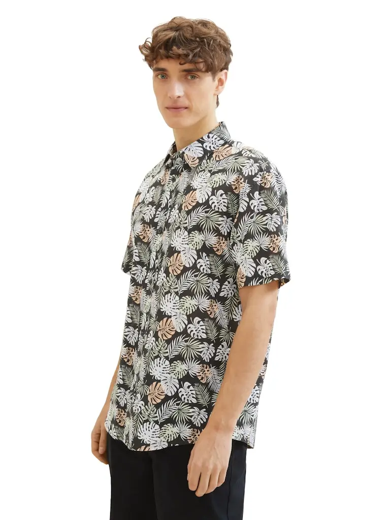 relaxed printed slubyarn shirt