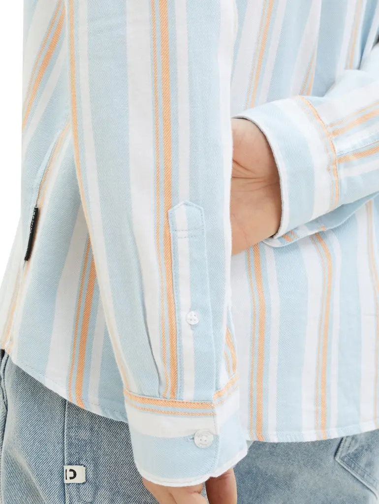 relaxed striped twill shirt