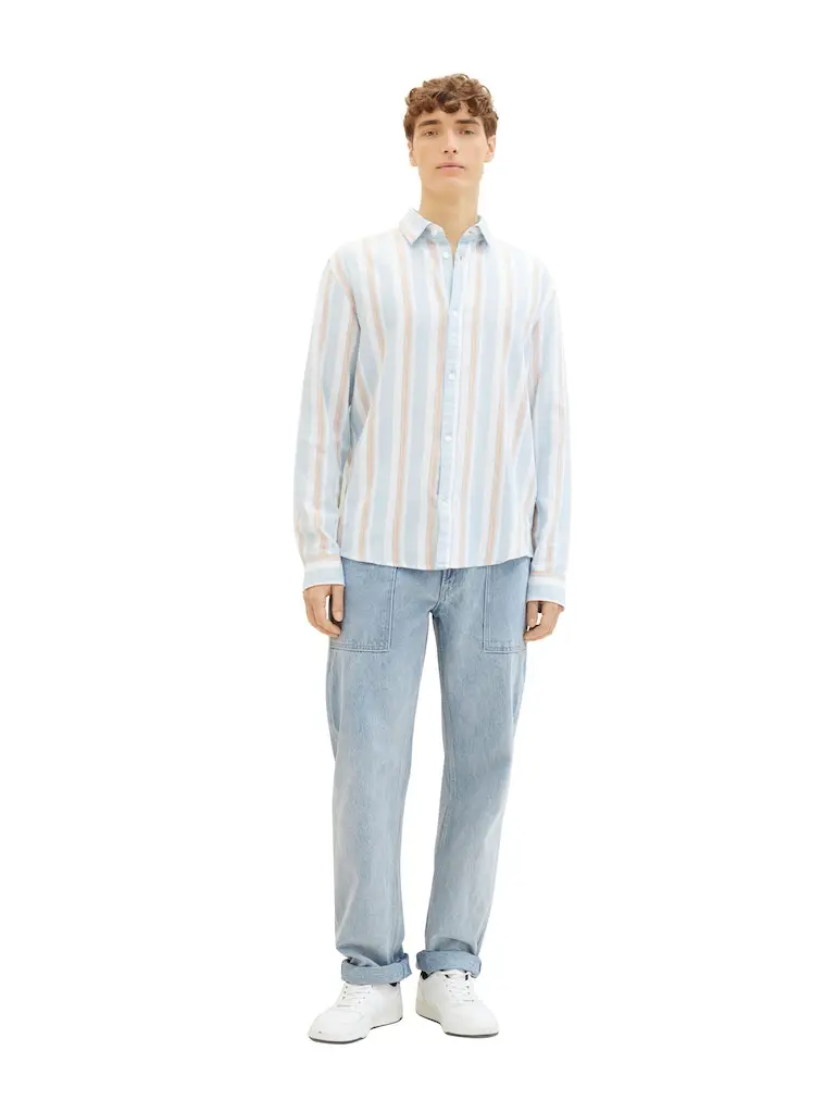 relaxed striped twill shirt