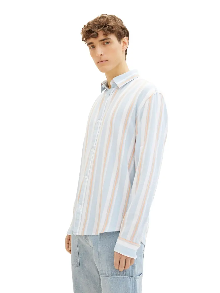 relaxed striped twill shirt