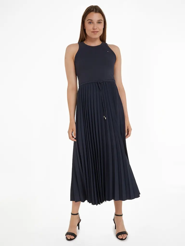 RIB TANK PLEATED DRESS MIDI NS