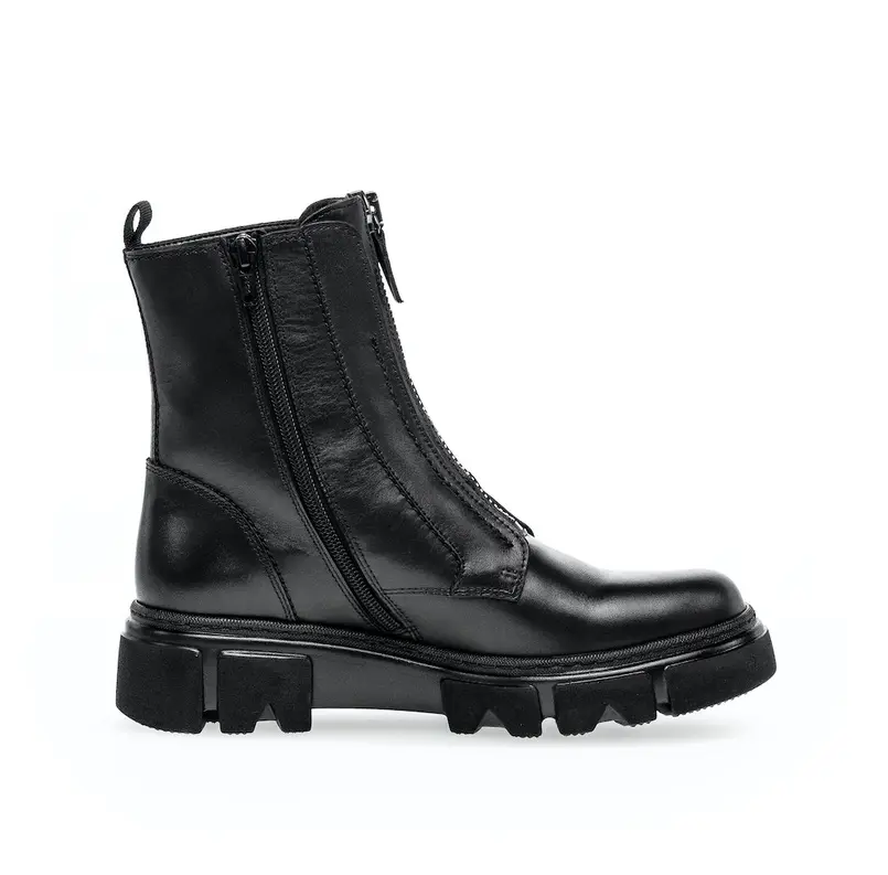 sportliche Stiefeletten Glattleder schwarz