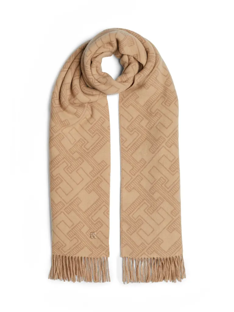 TH MONOGRAM WOOL SCARF