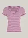 TJW SLIM HENLEY STRIPE V-NECK SS