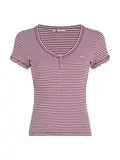 TJW SLIM HENLEY STRIPE V-NECK SS